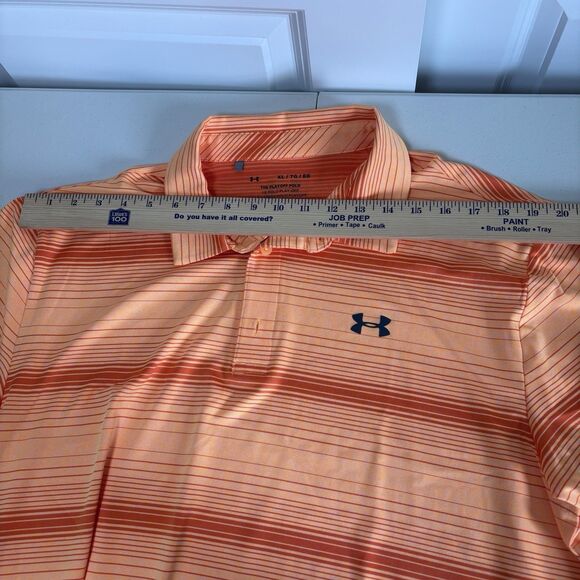 Under Armour The Playoff Polo Shirt Men’s Size XLarge Orange Stripes Casual - Picture 5 of 10